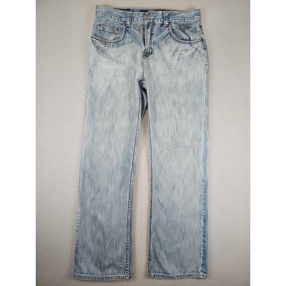 Bailey's Pt Black Boot Cut Jeans Men's Size 32x30.5 Embroidered Blue 100% Cotton